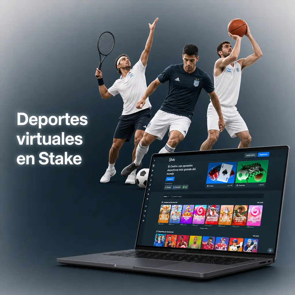 Apuestas en deportes virtuales de Stake: fútbol, carreras de caballos, básquet, galgos y autos, con resultados generados por algoritmos.