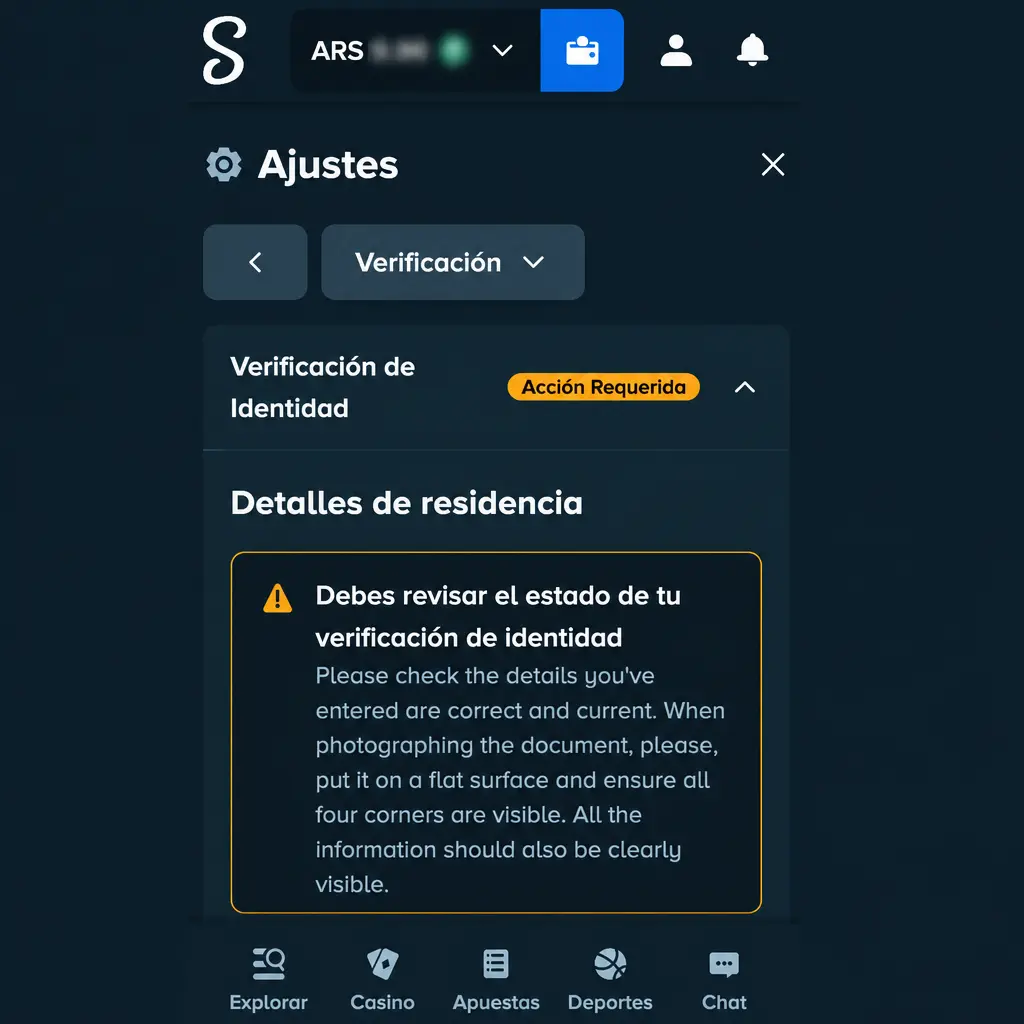 Interfaz oscura de la app de Stake con menú inferior, catálogo de tragamonedas y panel de apuestas deportivas con cuotas en vivo.