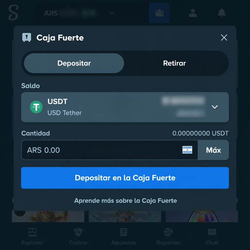 Captura de pantalla de la app de Stake con diseño oscuro, menú inferior y catálogo de tragamonedas visible.