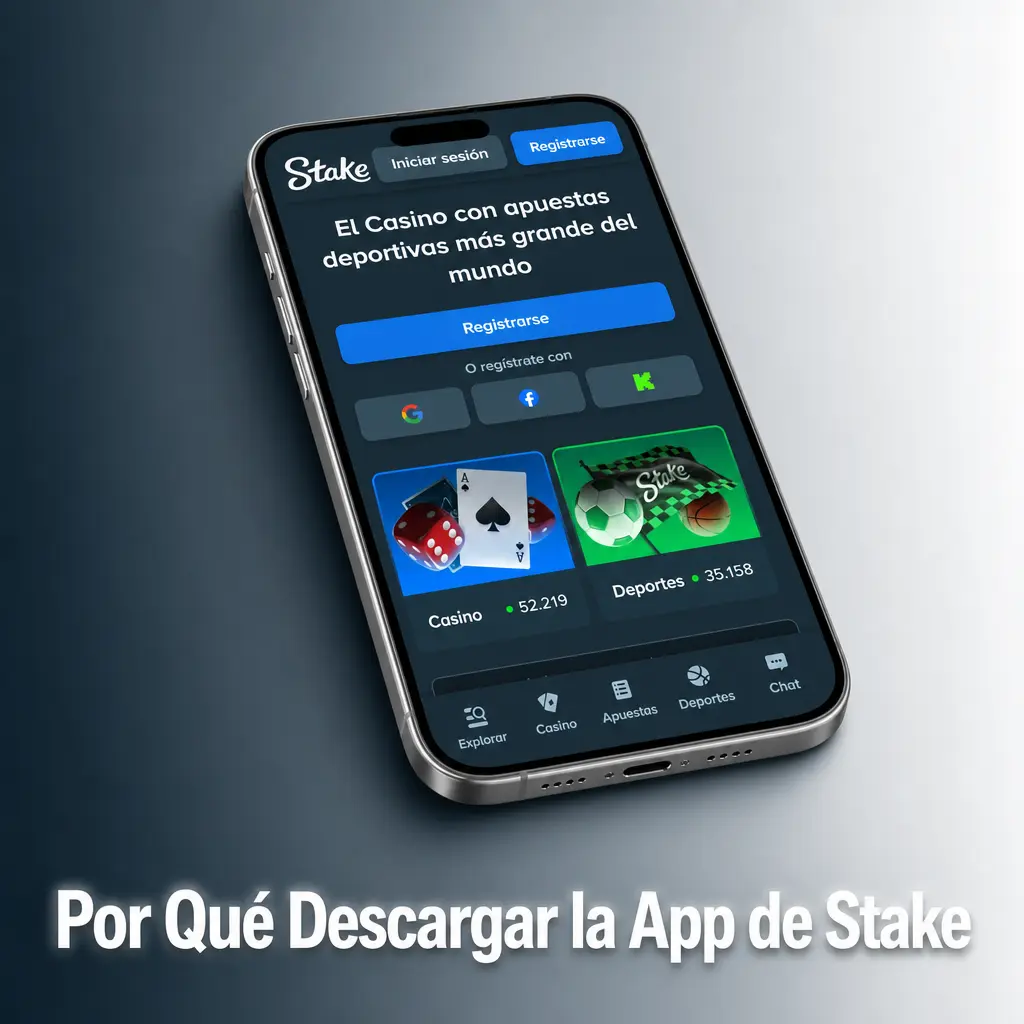 App de Stake: apuestas y tragamonedas más rápidas, acceso biométrico, notificaciones push y retiros desde el celular.