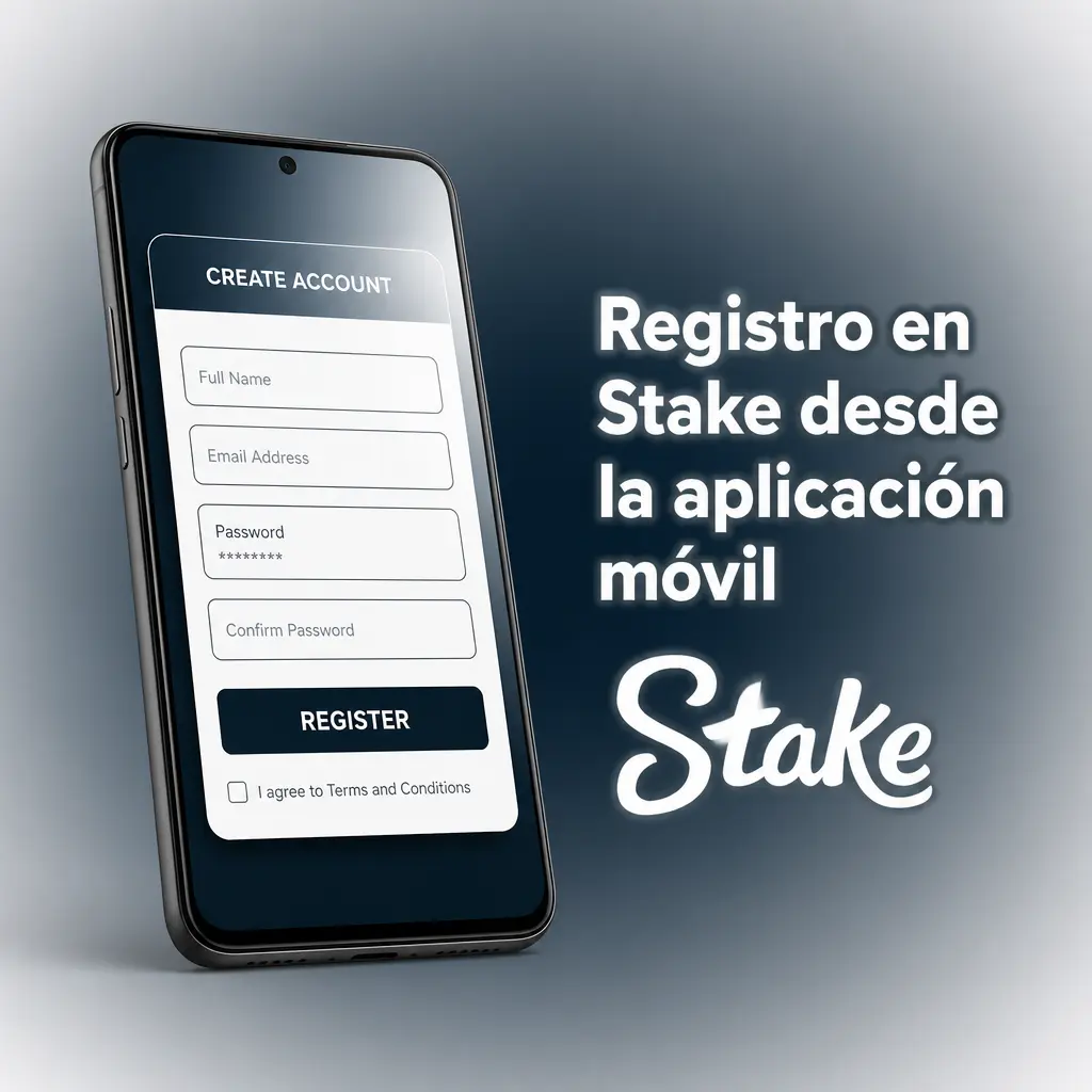 Registro en la app móvil de Stake mostrando el proceso de verificación y creación de cuenta desde el celular