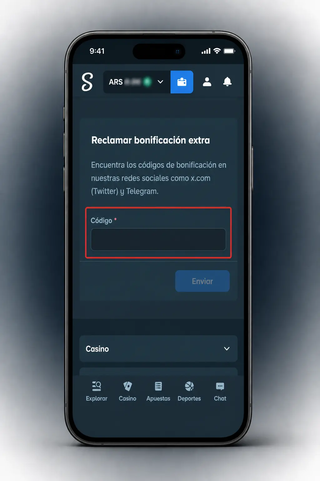 Pasos para activar el código promocional de Stake desde la app móvil en Android o iOS