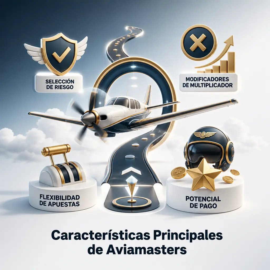 Características principales de Aviamasters: niveles de riesgo, checkpoints de vuelo y multiplicadores de hasta 10.000x
