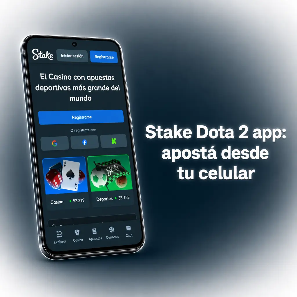 App de Stake para apostar en Dota 2 desde el celular, con cuotas en vivo y carga de saldo rápida.